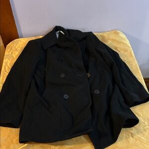 Defense Logistics Agency Men’s Classic Black Double-Breasted Wool Peacoat